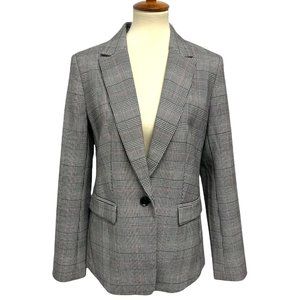 Ann Taylor Gray Plaid one Button Coat Blazer Jacket Women's 8
